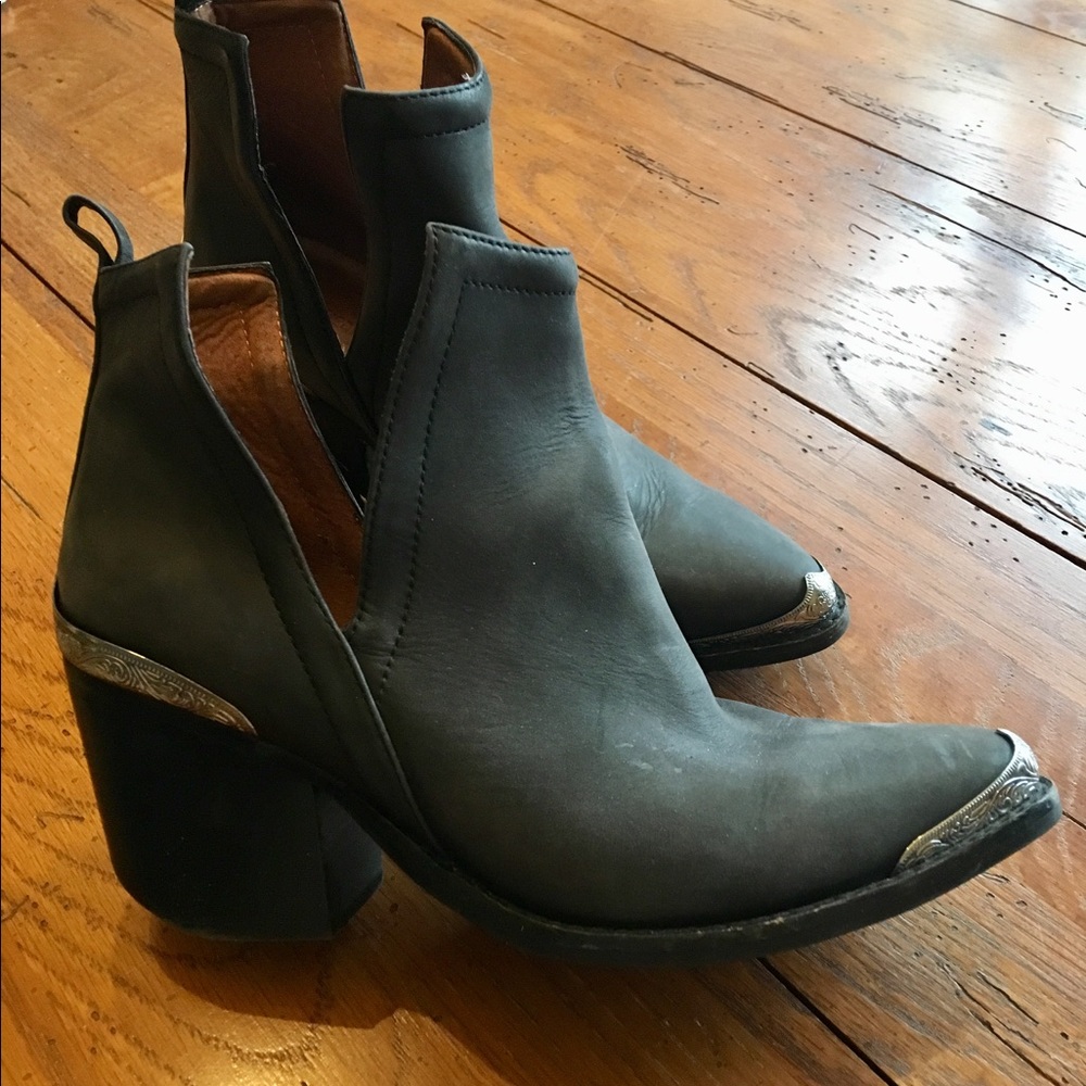 Jeffrey Campbell side slit gray boots